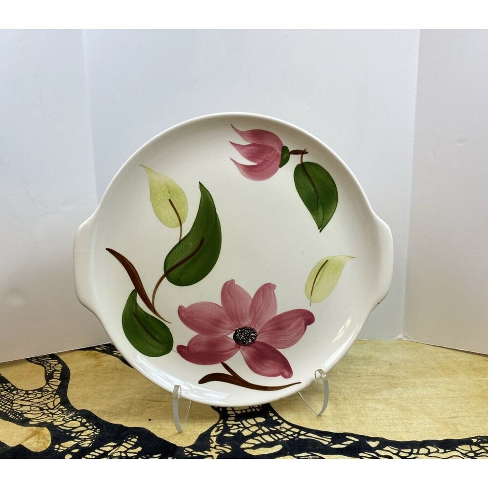Stetson China Rio MEADOW ROSE 10" Platter Serving Tray w/ Handles Pink Flowers